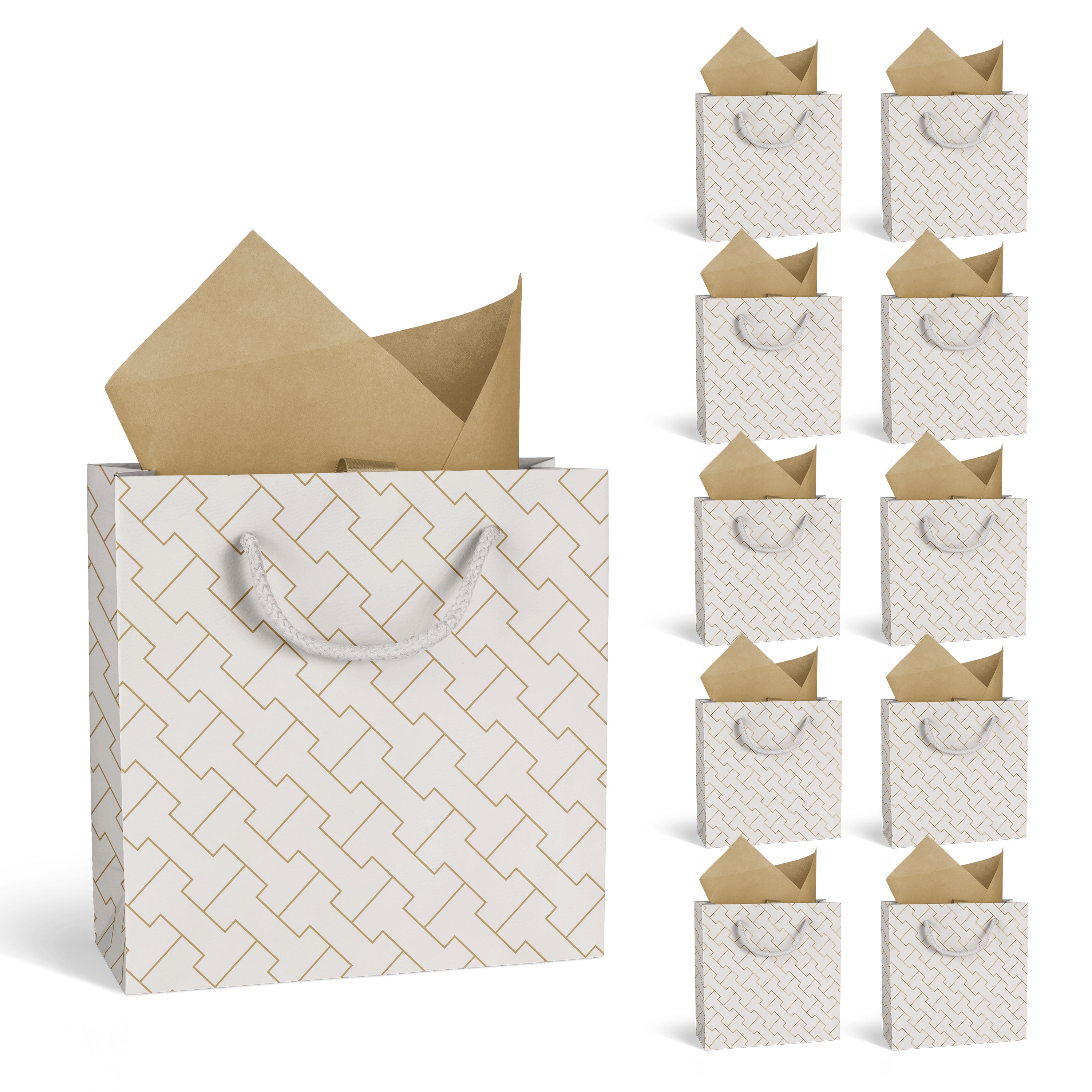 Luxe White Gift Bags - 10pk