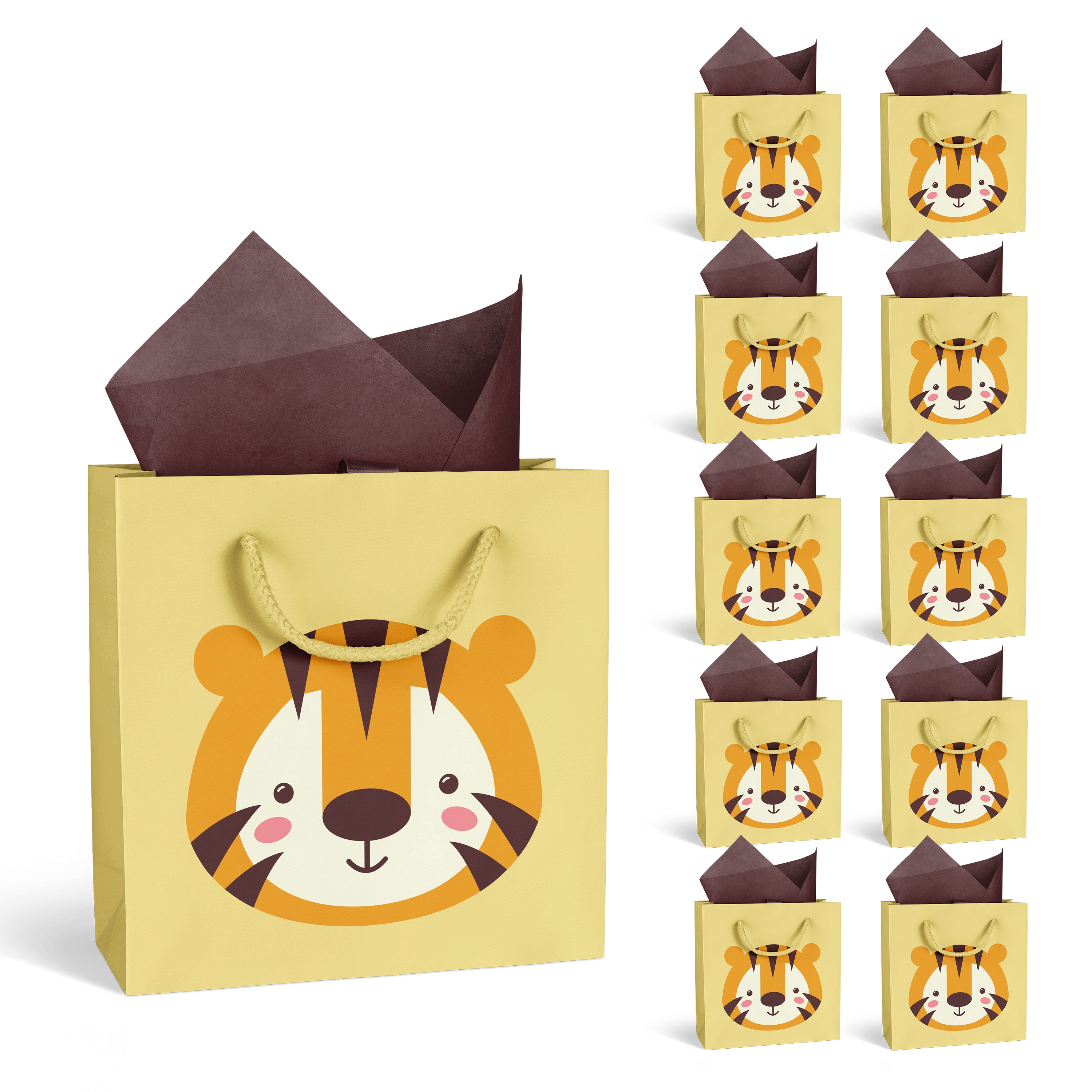 Baby Animal Tiger Gift Bags - 10pk