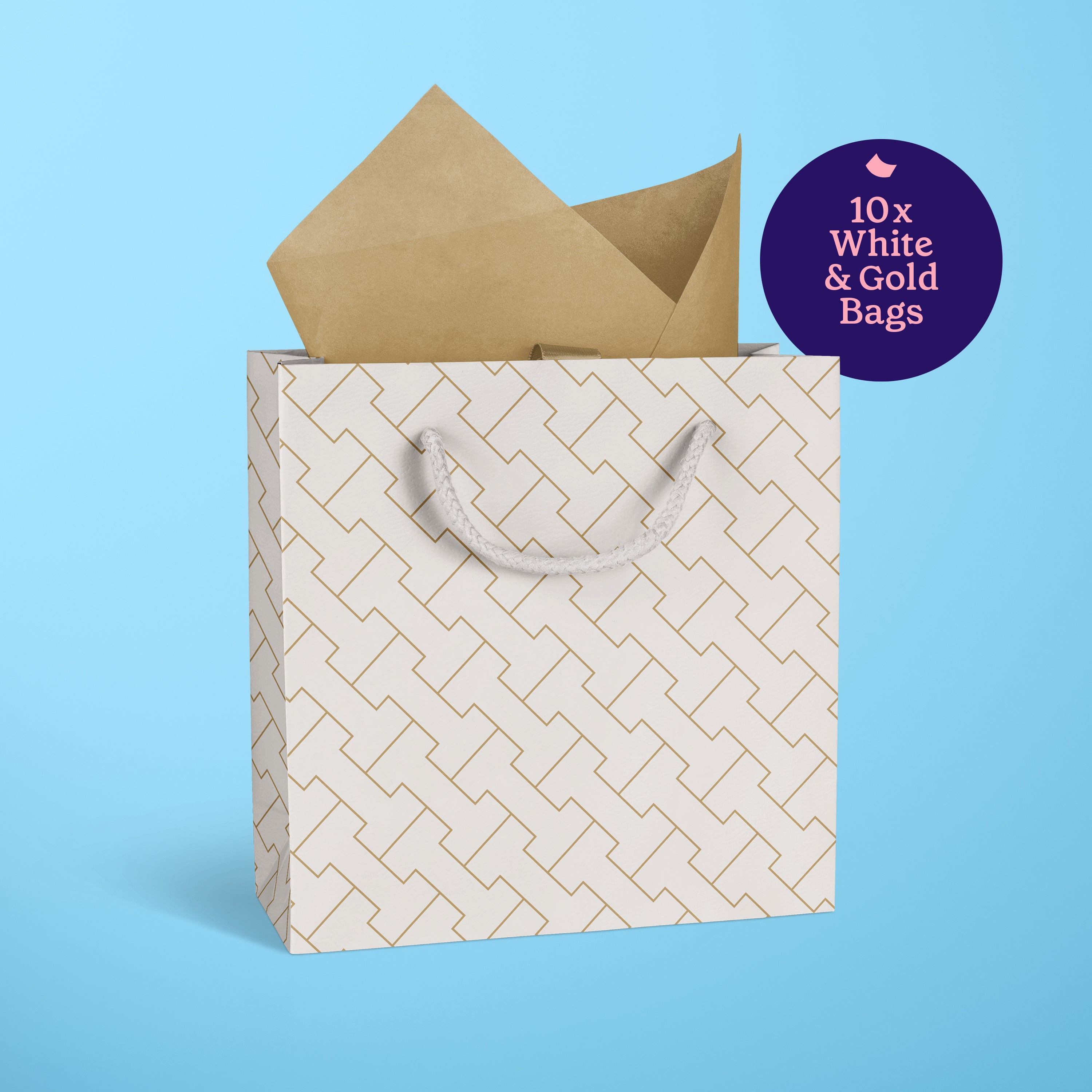 Luxe White Gift Bags - 10pk