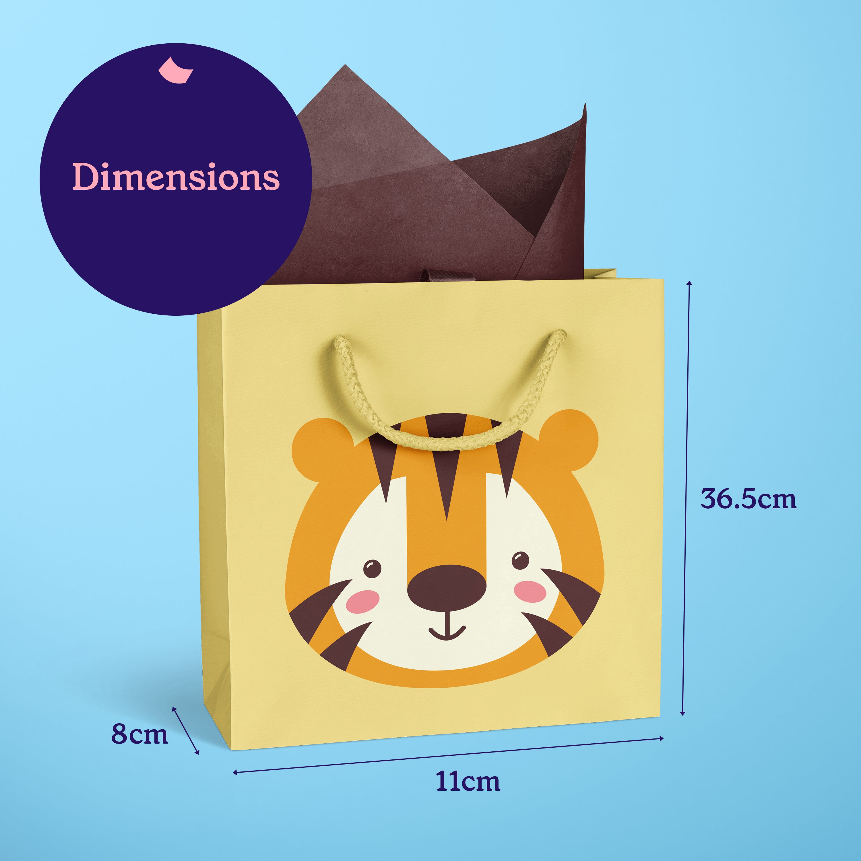 Baby Animal Tiger Gift Bags - 10pk