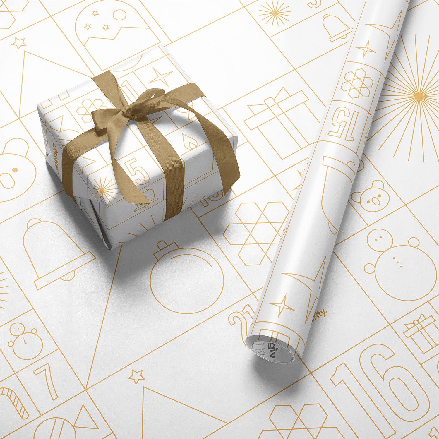 4x Jumbo Counter Rolls Wrapping Paper 80gsm Christmas Advent White (50Mx50CM each)