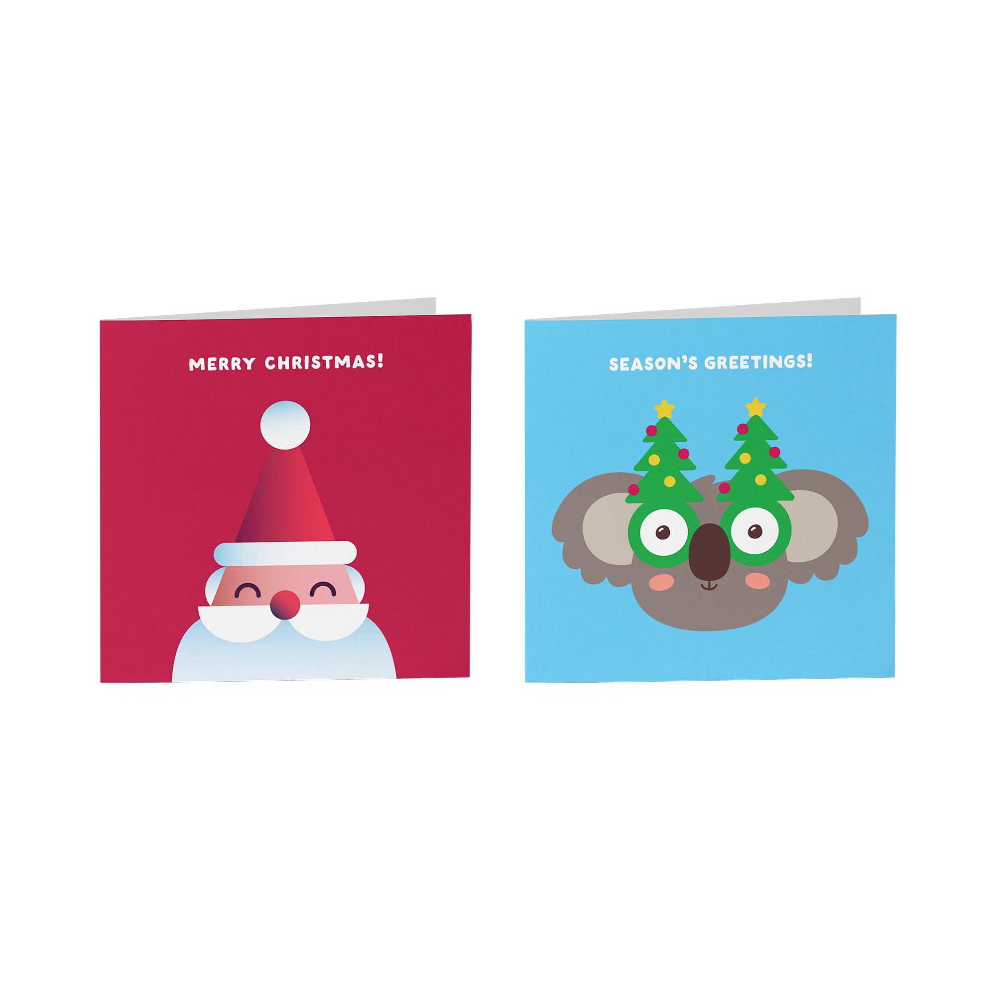 10 Christmas Greeting Cards - Santa and Koala