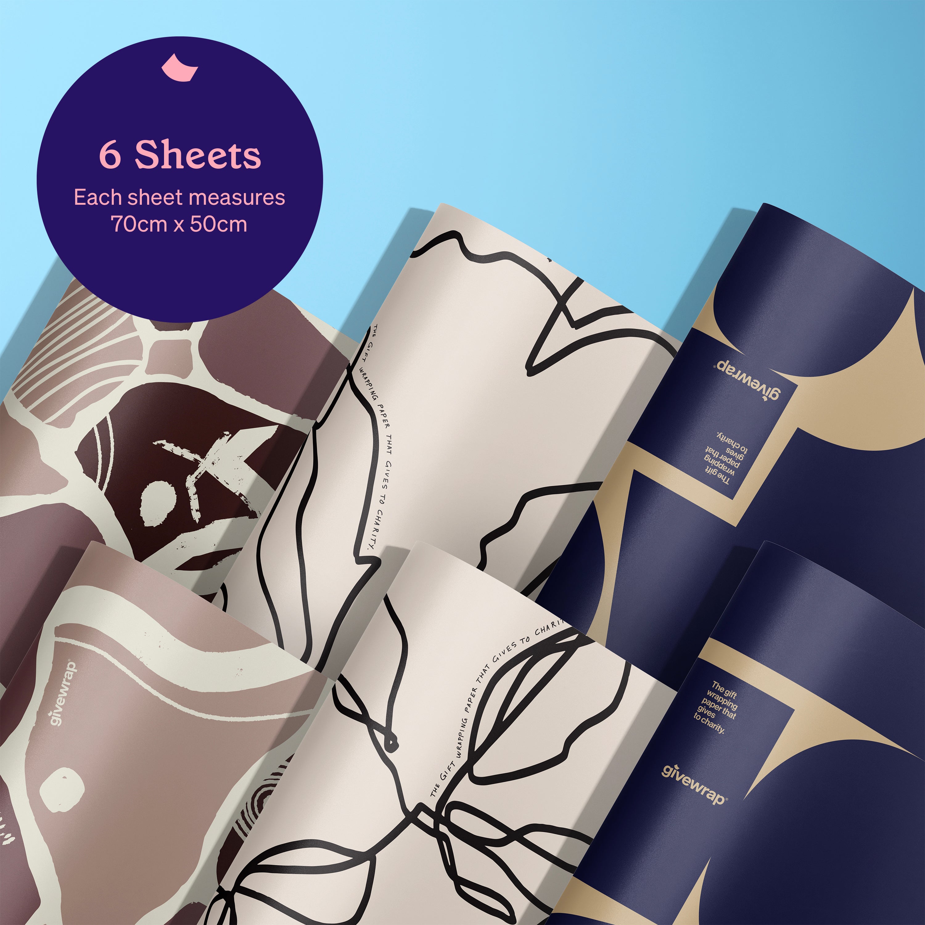 50cm x 70cm Eco-Friendly Wrapping Paper - Luxe Bundle (6 Sheets)