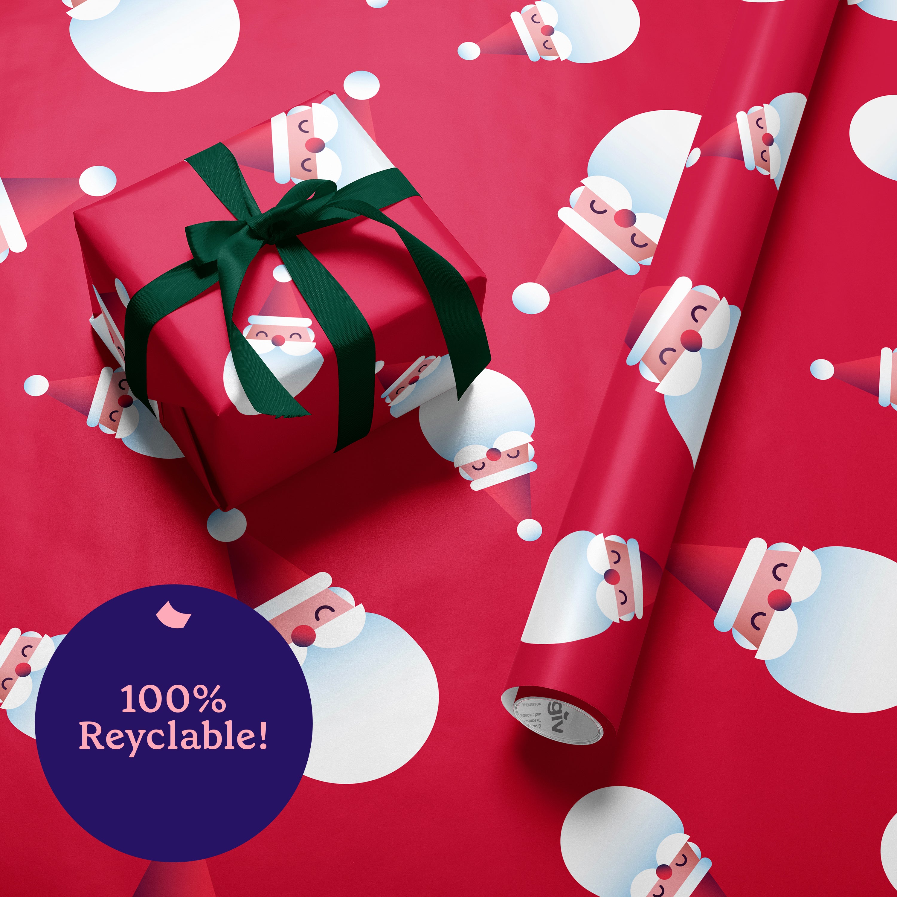 6 Rolls of Santa and Puddings Christmas Wrapping Paper (Each Roll 3M x 70CM)