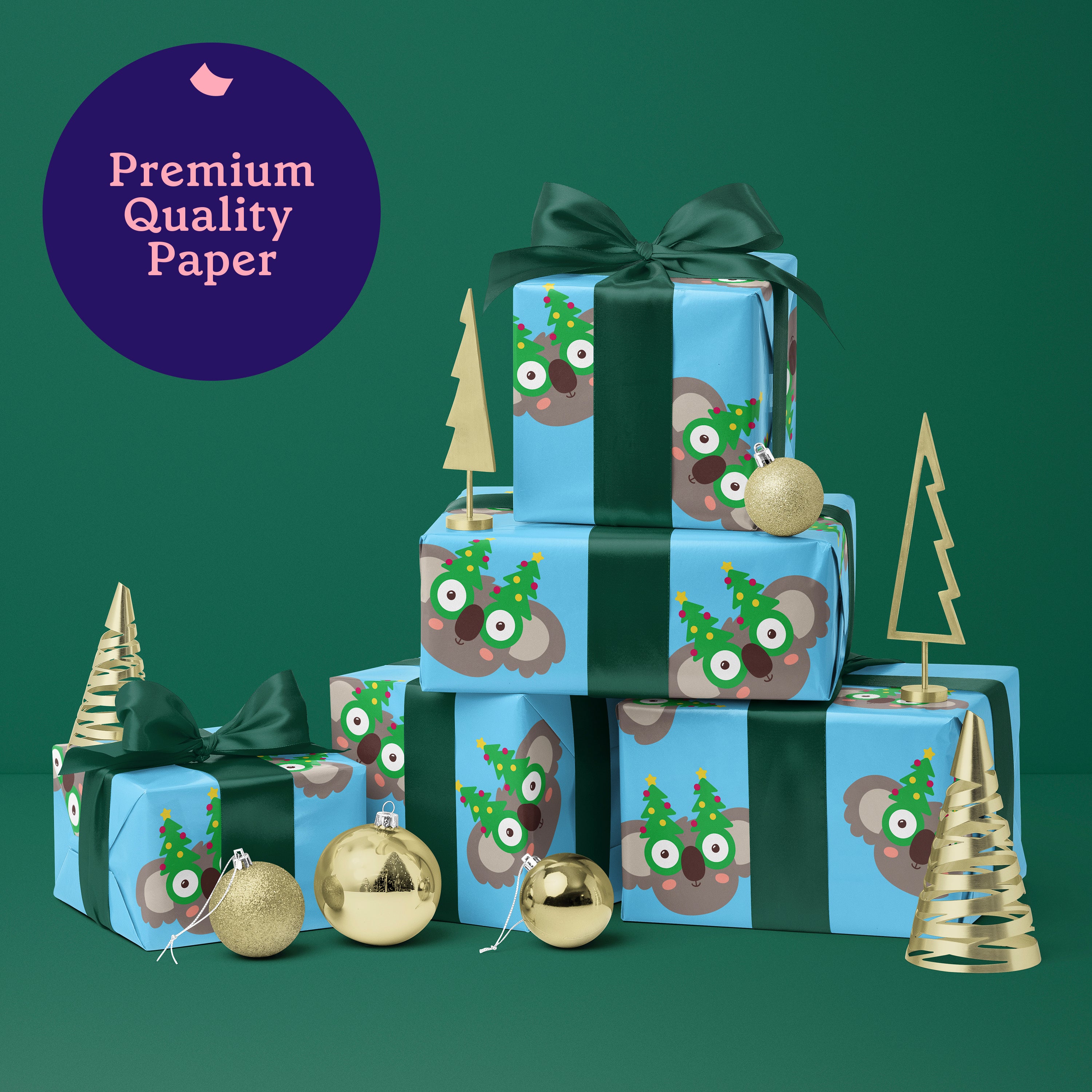 6 Rolls of Koala Specs Christmas Wrapping Paper (Each Roll 3M x 70CM)