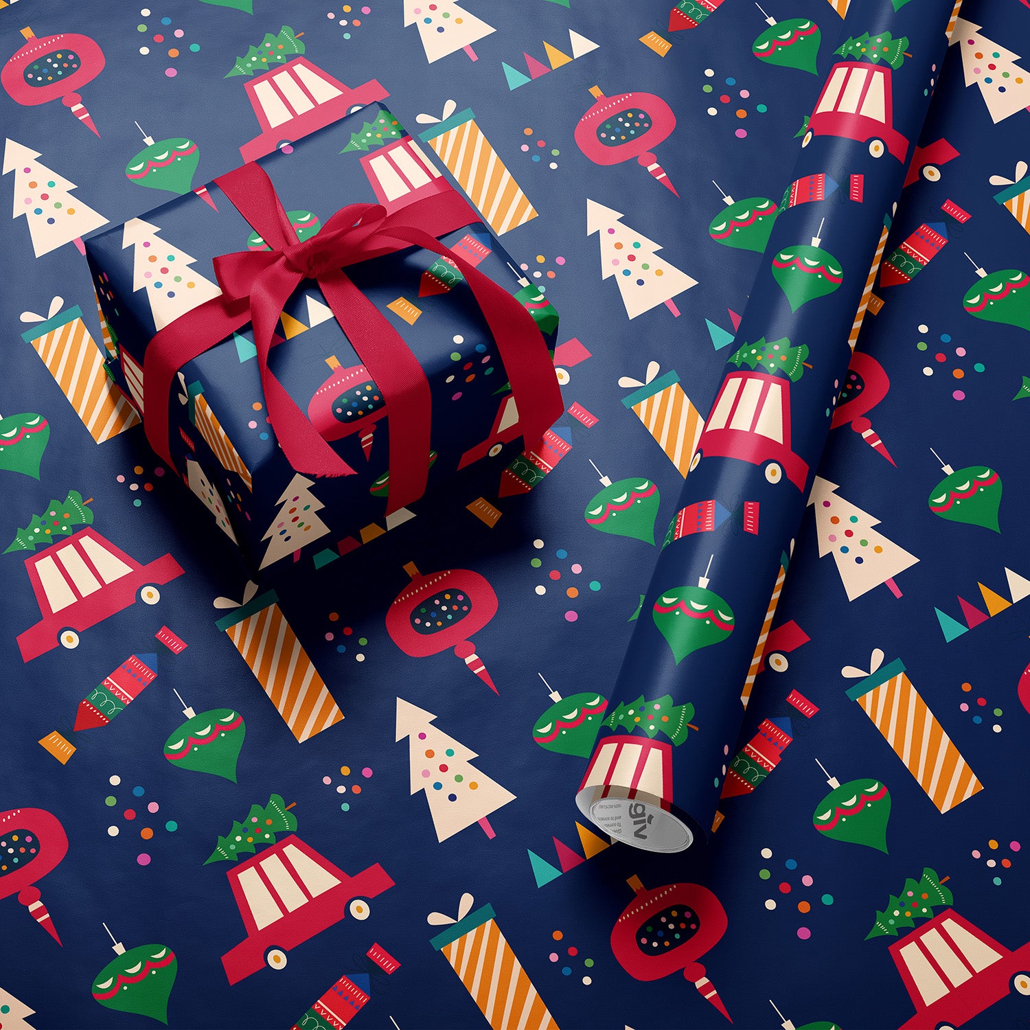 Jumbo Counter Roll Wrapping Paper 80gsm Blue Christmas (50Mx50CM)