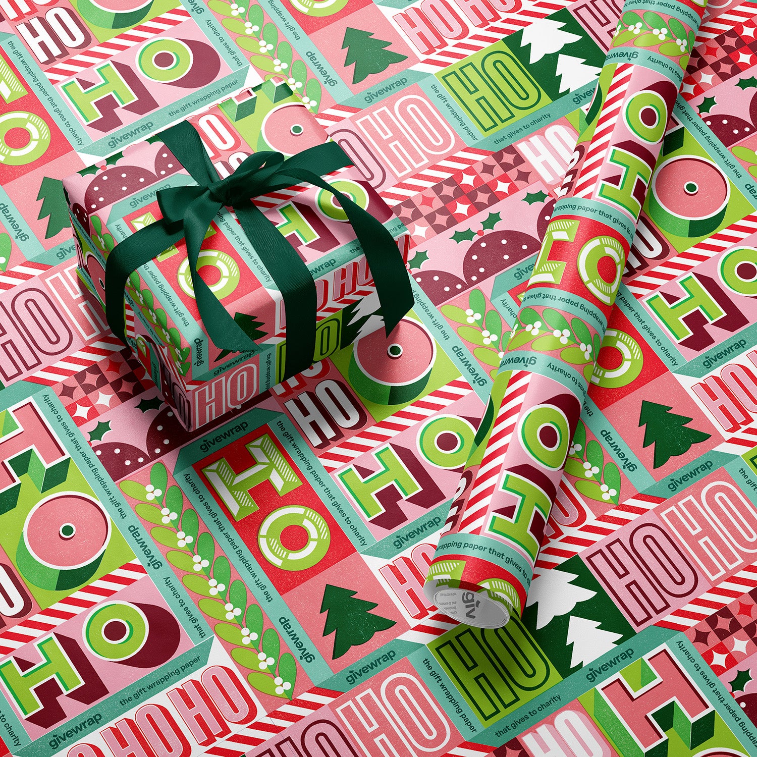 Jumbo Counter Roll Wrapping Paper 80gsm Christmas HoHoHo (50Mx50CM)