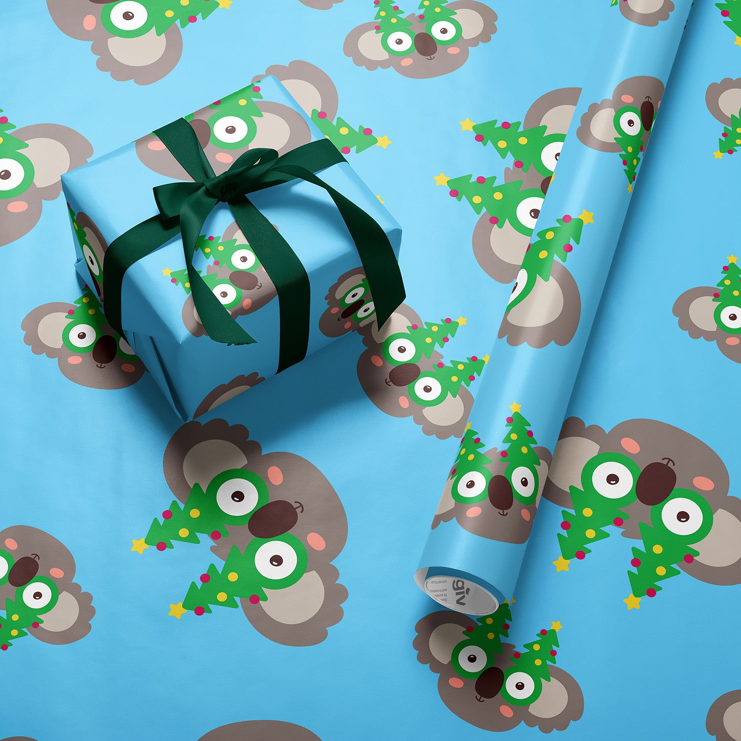 Jumbo Counter Roll Wrapping Paper 80gsm Koala Christmas (50cmx50m)